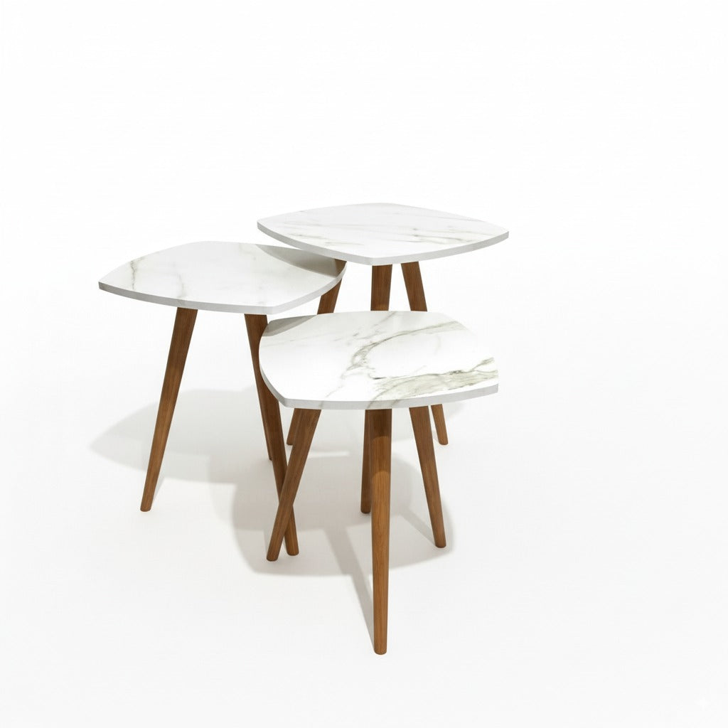 طقم ترابيزات جانبية مربعة - 3 قطع | كود 145 | Benourha