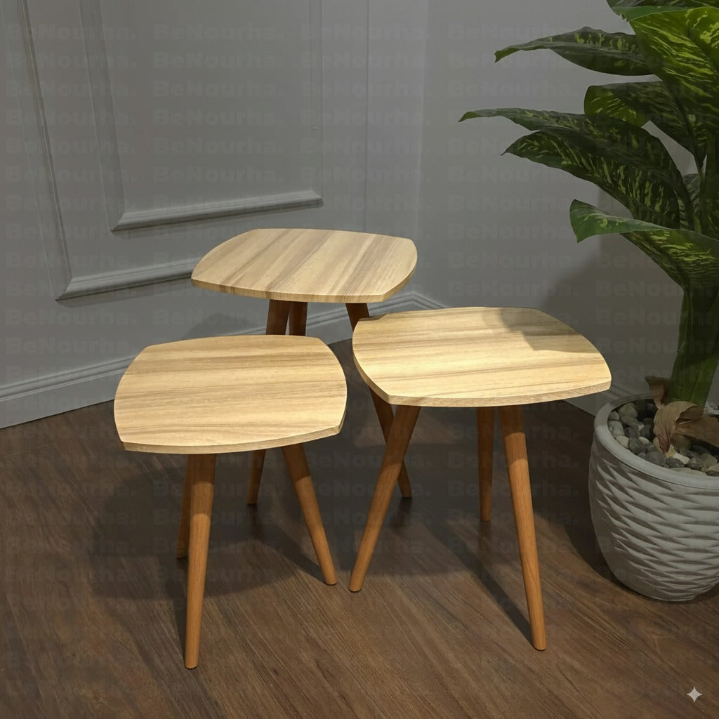 طقم ترابيزات جانبية مربعة - 3 قطع | كود 144 | Benourha