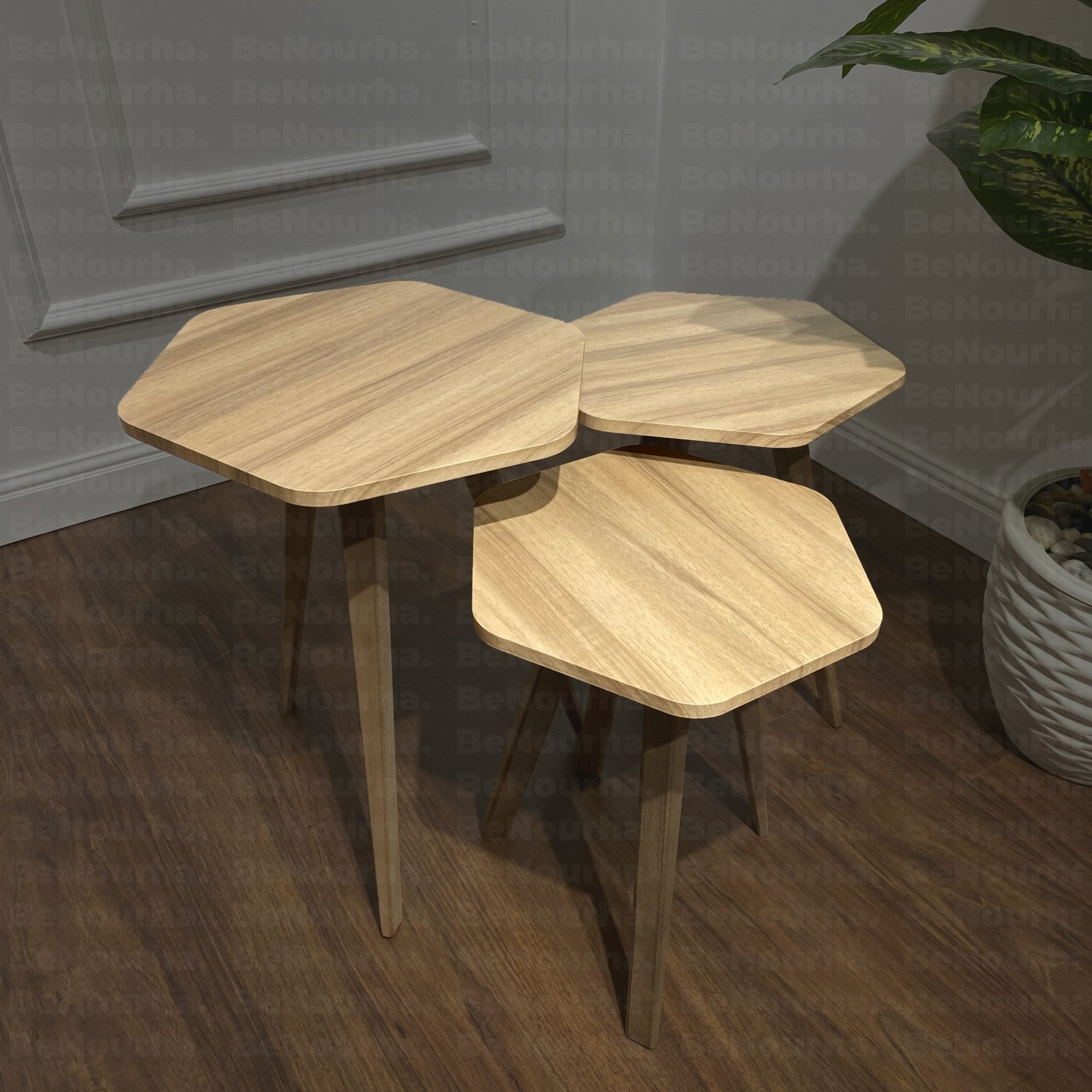 طقم ترابيزات جانبية مضلع - 3 قطع | كود 139 | Benourha - BeNourha