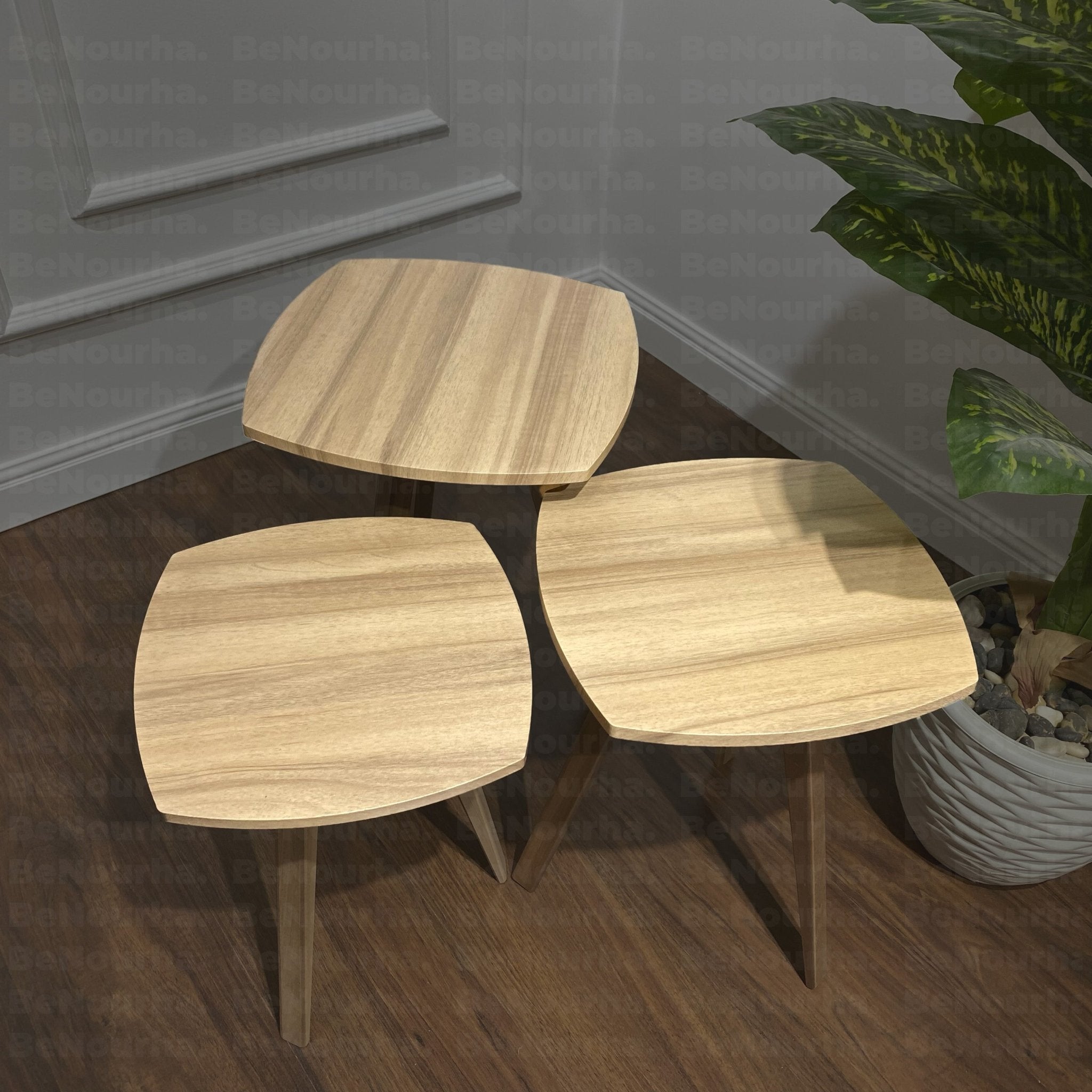 طقم ترابيزات جانبية مربعة - 3 قطع | كود 144 | Benourha - BeNourha